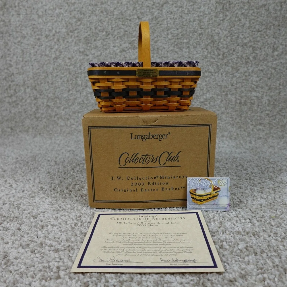 Longaberger 2003 JW Collection Miniature Original Easter Basket Set with COA